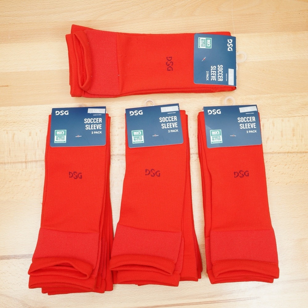 DSG Soccer Sleeve L/XL Red 4 Pack 8 Sleeves Total Performance Sports Unisex